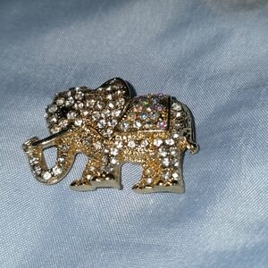 Gold Crystal Elephant Brooch - Women's Jewelry